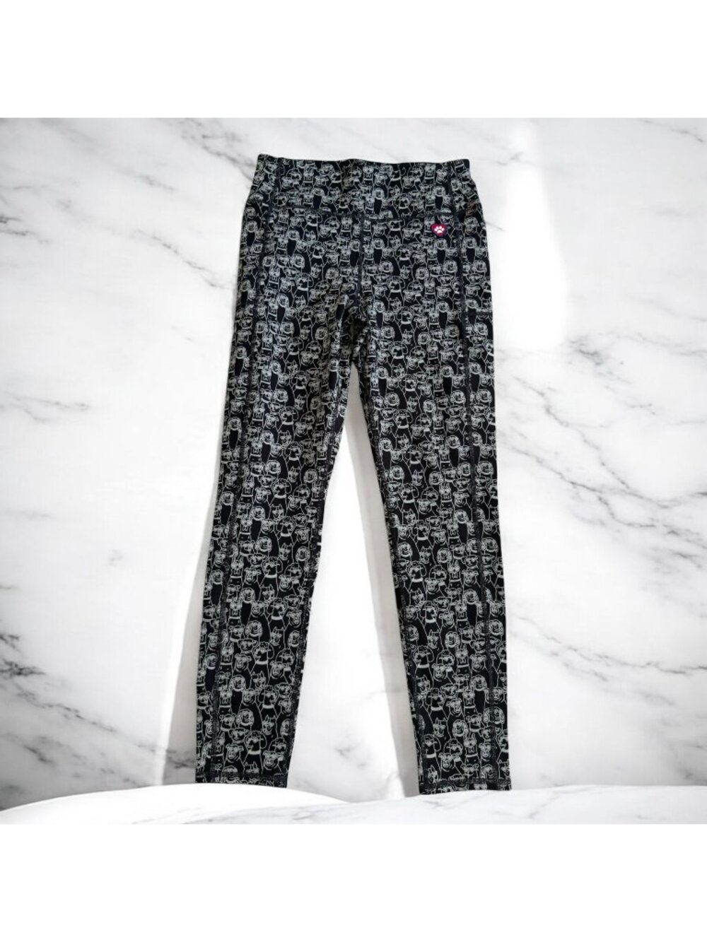 SKECHERS X BOBS Dog Print Black White Dog Print Leggings Tights Size Medium
